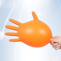 Gants en nitrile jetables de qualité industrielle, sans poudre, orange, à forte adhérence, pour la protection des mains