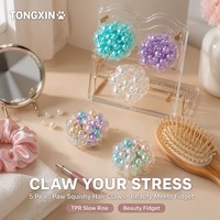 TONGXIN Lot de 5 Pinces à Cheveux Squishy Patte de Perle en TPR à Remontée Lente, Perles Transparentes, Accessoire de Beauté Anti-Stress, OEM