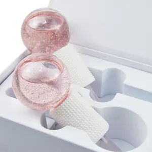 Beauty Care Rose Gold Glitters Facial Ice Globes Magic Non-freeze Gel Massage Cooling Gel Ice Globes For Face