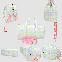Bolso de Viaje Espacioso de Nailon con Lazo Rosa, Tipo Tote y Duffel, Cierre de Cremallera con Remaches, Moderno para Fin de Semana, Gimnasio, Deportes, Pijamada o Fiesta