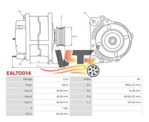 EALTO014 Nuevo <span class=keywords><strong>Alternador</strong></span> Automático 12V <span class=keywords><strong>Alternador</strong></span> de Coche para <span class=keywords><strong>Toyota</strong></span> Camry 2.4L 2.0L 1AZ-FE /<span class=keywords><strong>Toyota</strong></span> Highlander <span class=keywords><strong>Rav4</strong></span> <span class=keywords><strong>Alternador</strong></span> 270600H100 - Product Image 5