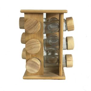 Bamboo 360 Degree Rotating Three-tiered Spice Rack with 12 Bottles - Product Image 5