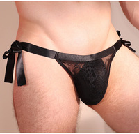 Heren sexy kanten slipjes erotische crossdress lingerie bikini sissy ondergoed doorzichtige slipjes met zijbandjes verstelbaar