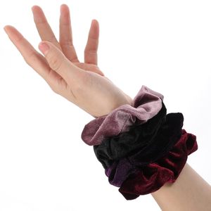 Coleteros de terciopelo con cremallera de color liso, accesorios para el cabello con bolsillo con cremallera, para moños y coletas - Product Image 4