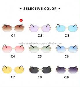 Gafas de Sol de Lujo para Mujer, Montura Metálica con Corte de Diamante, Sin Aro, Protección UV400 de Alta Calidad 2022 - Product Image 5