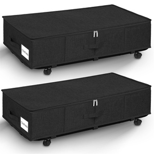 Rangement sous lit avec roulettes, couvercle et support inférieur en métal – Conteneurs de rangement sous le lit, tiroir de rangement, bac organisateur pour vêtements - Product Image 1
