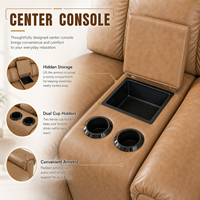 Canapé inclinable moderne et fonctionnel avec cadre en bois, pieds en métal, rembourrage, 2 places, fonction massage, porte-gobelets et port de charge USB