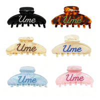 UME Pince à cheveux en acétate avec logo personnalisé, strass et perles, grande taille, style classique et luxueux, pour femmes