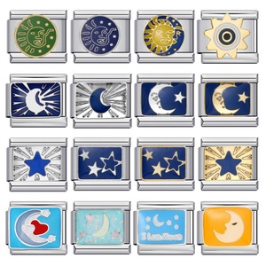 Pulsera Modular Italiana de Acero Inoxidable con Cuentas de la Serie Universo Cielo Estrellado, Unisex, para Uso Diario - Product Image 1