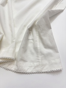 Blusa de Lino Tejido Informal, Hecha a Medida, con Ribete de Encaje Vintage, Manga Corta, Diseño Exclusivo de Verano, Transpirable y Elegante para Mujer - Product Image 4