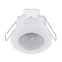 Détecteur de mouvement infrarouge extérieur à fixation plafond avec portée de détection de 8 m et temporisation réglable de 10 s à 7 min pour usage en jardin