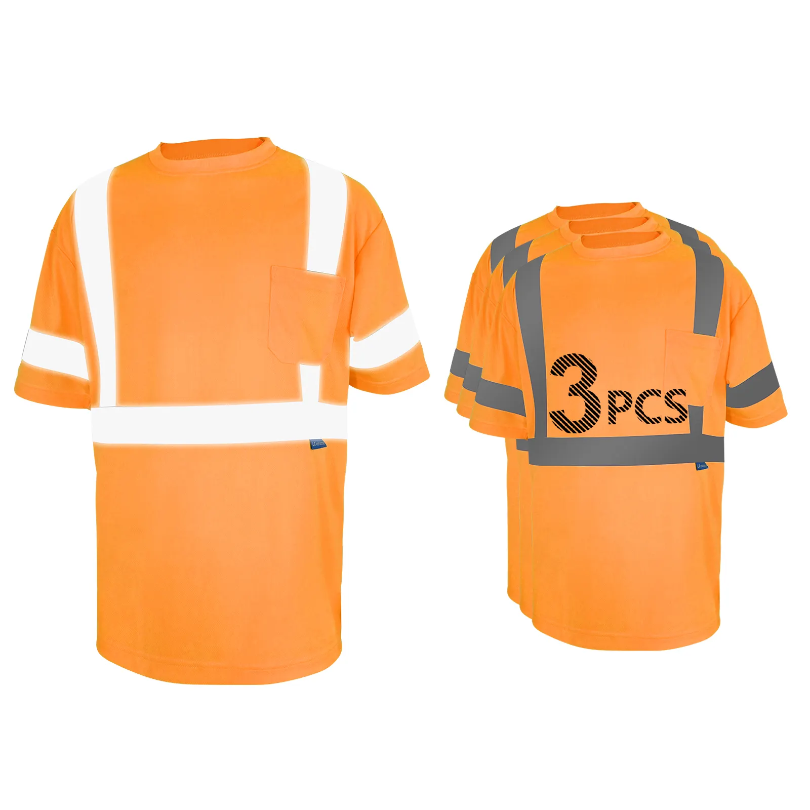 LX Stock 하이 비스 반팔 반사 티셔츠 로우 MOQ 오렌지 안전 폴로 셔츠 남성용 맞춤형 로고 반사 안전 티셔츠