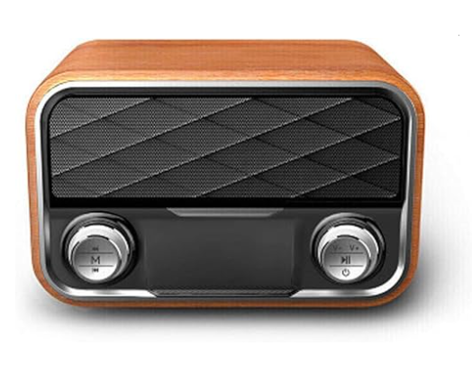 Portable Vintage Stereo LED Display Clock Classic Radio Wooden bluetooth Speaker Wireless Charging