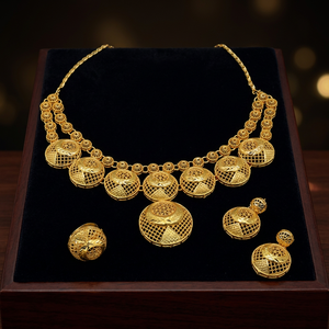 Wholesale Brass 14K18K24K Dye Gold Plated Forming Necklaces Set Fashion Necklaces Traditional Floral Design Jewelry Oro Joyeria - Product Image 1