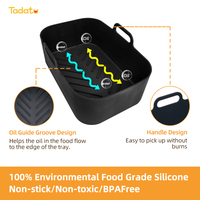 Rectangle 2 Pack Réutilisable Air Fryer Moule Silicone Pot Air Fryer Liners pour Ninja Dual Airfryer