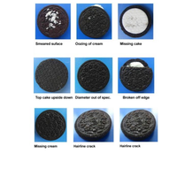 Système d'inspection optique visuelle par caméra industrielle CCD haute précision pour biscuits et gâteaux, détection de formes inclinées, fissures et inversées