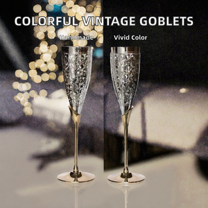 Copas de Vino de Vidrio Coloridas Hechas a Mano, Elegantes, Novedades 2024, Copas Vintage Azules, Copas Rosas para Agua, Copas de Vino Jesenbol - Product Image 2