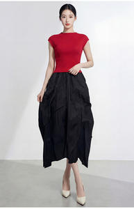 PY 2026 Novedades Vestido Midi de Contraste de Moda para Mujer, Conjunto Plisado Fruncido Holgado Informal, Ropa de Tallas Grandes al por Mayor - Product Image 4