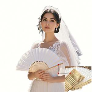 Éventail en bambou écologique personnalisé avec logo, éventail de mariage, éventail vierge pour la peinture - Product Image 1