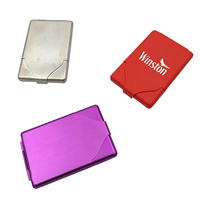 Étui à cigarettes en métal rouge avec logo personnalisé, étui portable à rabat en aluminium, boîte à cigarettes de poche, vente en gros