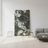 Revêtement mural en pierre naturelle gris antique, plan de travail de cuisine et carrelage de sol, table en marbre sur mesure pour meubles