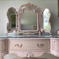 Table de toilette de style princesse, multifonctionnelle, écologique, en bois, de style européen vintage pour salle de bain