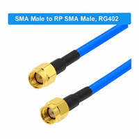 Câble coaxial RF à faible perte 50 Ohm RP-SMA mâle vers SMA mâle, câble pigtail RG402, résistant à la température, câble de test haute fréquence