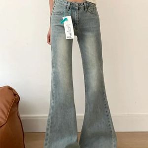 Venta al por mayor de fábrica de los nuevos pantalones acampanados de mezclilla lavados azul claro favoritos de la moda que Desbloquean el código de vestimenta elegante informal - Product Image 6
