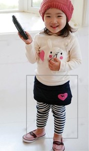Vente en gros en ligne de leggings rayés décontractés avec jupe pour filles, provenant d'un fournisseur chinois - Product Image 3