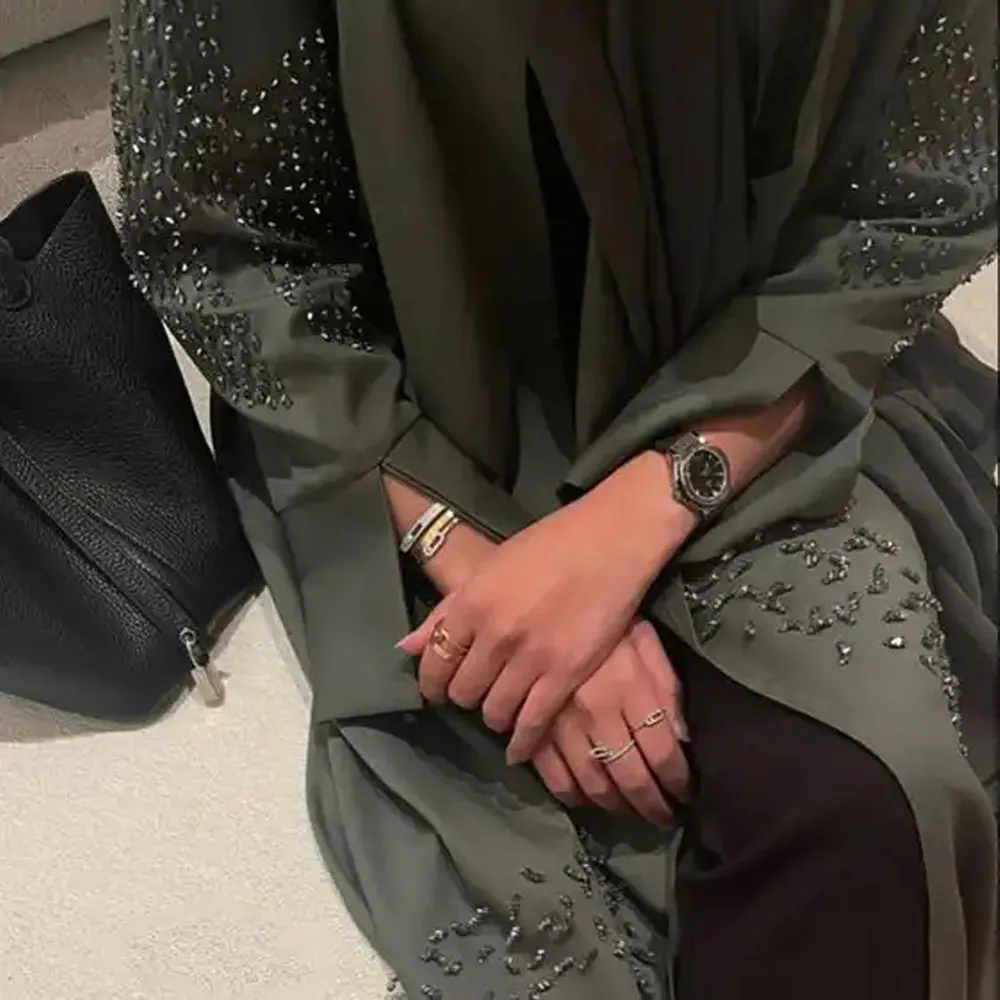 Hồi Giáo Phụ Nữ Quần Áo Người Bán Hàng Tốt Nhất Phụ Nữ Abaya Dubai Hồi Giáo Quần Áo Màu Xanh Lá Cây Hạt Ngọc Trai Chất Lượng Tốt Abaya