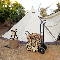 Kawagebo Kamp (KK) L 712 X W 510 X 1050 mm Support de rangement pour bois de chauffage extérieur avec roues, revêtement poudré