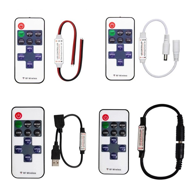 DC 5V-24V Mini 11 Keys RF Wireless Led Remote Controller Dimmer for Single Color Led Light Strip SMD Cob