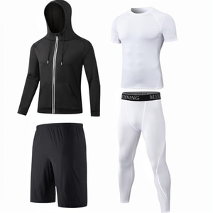 MEETYOO <b>Men's</b> Solid Autumn <b>Compression</b> Sweat-Wicking 100% Nylon 2-in-1 Design Fleece Thickness Seamless Fusing Drawstring - Product Image 1