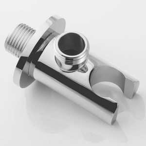 Wall Supply Elbow with <b>Hand</b> Shower Holder Brass 1/2 Inch Shower Hose Connector Round Wall Mount Drop Union Water Outlet - Product Image 3