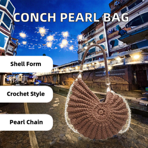 Creative Conch Shaped Crochet Women's Shoulder Bags Stylish Portable Funny <b>Cute</b> Pearls Chains Handmade Weave Crossbody <b>Purses</b> - Product Image 2