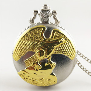 빈티지 개성 목걸이 포켓 시계 인기 있는 청동 앤티크 독수리 디자인 포브 쿼츠 펜던트 시계 목걸이 체인 포함 - Product Image 4