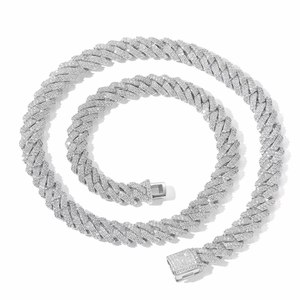 Chaîne cubaine en argent sterling 925 de haute qualité pour homme, entièrement sertie de moissanite VVS D, style tennis hip-hop, boîte cadeau géométrique - Product Image 3