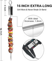 Brochettes de barbecue en métal plat, brochettes de Kabob pour griller avec curseur