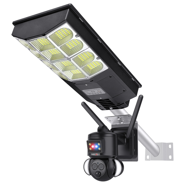 16W Solar Panel 12x Zoom 4G AI Solar Street Light IP Camera Outdoor IP66 Radar Sensing High Lumen Lamp Solar Energy Alarm System