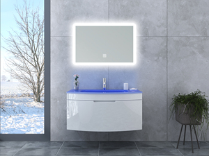 Armoire de salle de bain en forme d'arc avec lumière bleue - Product Image 6