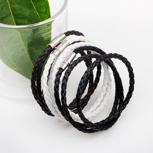 Bracelet en cuir tressé de 4 mm d'épaisseur avec boucle magnétique, bijou unisexe, cadeau - Product Image 2
