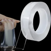 Cinta adhesiva transparente de doble cara, adhesiva, lavable, reutilizable, hoja fina de 5m, Nano cinta acrílica