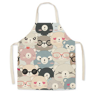 Delantal de dibujos animados personalizado de primera calidad Material suave de lino a prueba de aceite y ligero para delantal de trabajo de cocina familiar - Product Image 3