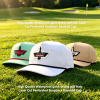 Casquette de baseball OEM haut de gamme personnalisée à 5 panneaux, imperméable et respirante, avec logo en PVC et sangle en corde pour le golf et les sports