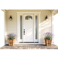 Porte d'entrée intérieure moderne en bois massif avec panneaux en verre, porte intérieure en bois massif peinte en blanc pour chambre de villa