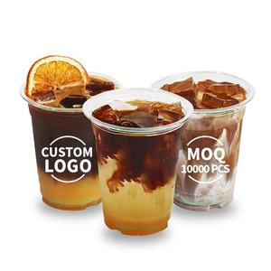 Vaso de Plástico Reutilizable de Pared Simple Personalizado de Grado Alimenticio PET con Impresión UV para Bebidas, Café, Leche, Té, con Pegatinas Redondas de 90 mm - Product Image 1