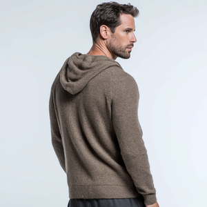 Sudadera con capucha para hombre, mezcla <span class=keywords><strong>de</strong></span> cachemira y lana fina, con cierre, hipoalergénica, aislante, <span class=keywords><strong>de</strong></span> <span class=keywords><strong>punto</strong></span>, con ajuste regulable. - Product Image 4