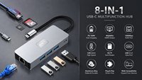 Hub USB-C 8 en 1 avec PD100W, 4K, Ethernet Gigabit RJ45, 3 ports USB 3.0, lecteur de cartes SD et TF pour MacBook, ordinateur portable, tablette, station d'accueil