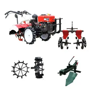 9HP محرك الديزل الآلات الزراعية الجديدة متعددة الوظائف آلة الحراثة الصغيرة المشي جرارات زراعية صغيرة