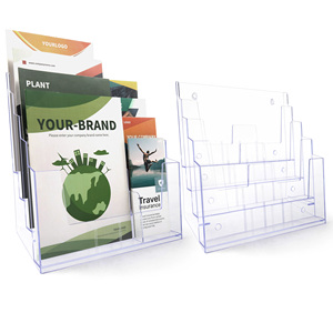 Porte-brochure acrylique 8.5X11 pouces 4 niveaux clair Brochure <span class=keywords><strong>présentoir</strong></span> porte-brochure avec diviseur pour Flyer Magazine - Product Image 1